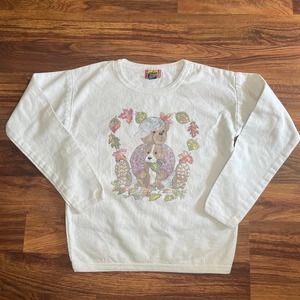 Vintage Teddy Bear Holding Dog Graphic Sweatshirt Youth Girls
